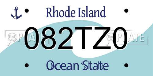082TZ0 Rhode Island License Plate