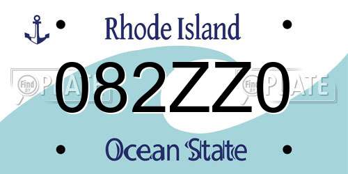 082ZZ0 Rhode Island License Plate