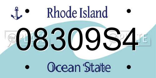 08309S4 Rhode Island License Plate