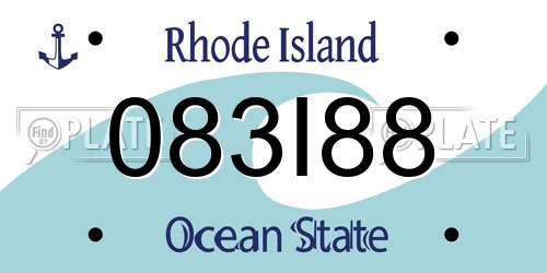083I88 Rhode Island License Plate