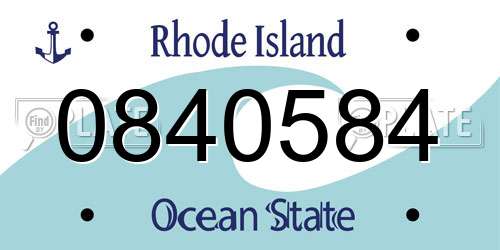0840584 Rhode Island License Plate
