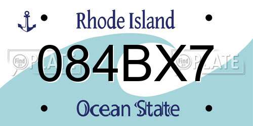 084BX7 Rhode Island License Plate