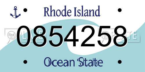 0854258 Rhode Island License Plate