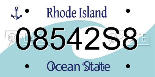 08542S8 Rhode Island License Plate