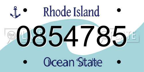 0854785 Rhode Island License Plate