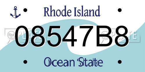 08547B8 Rhode Island License Plate