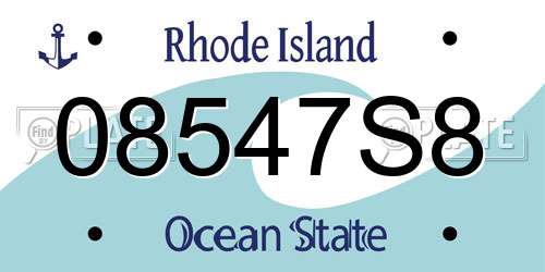 08547S8 Rhode Island License Plate
