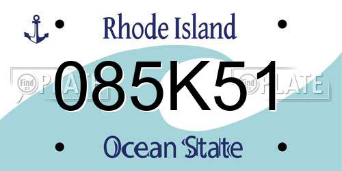 085K51 Rhode Island License Plate