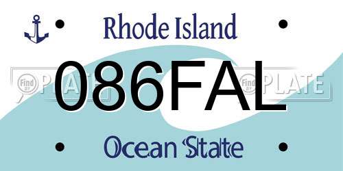 086FAL Rhode Island License Plate