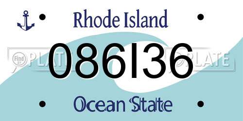 086I36 Rhode Island License Plate