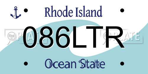 086LTR Rhode Island License Plate