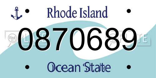 0870689 Rhode Island License Plate