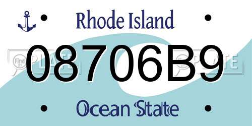 08706B9 Rhode Island License Plate