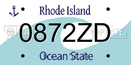 0872ZD Rhode Island License Plate
