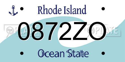 0872ZO Rhode Island License Plate