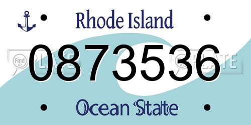 0873536 Rhode Island License Plate