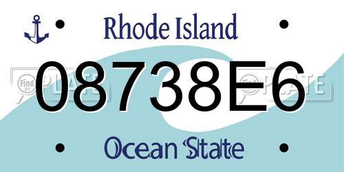 08738E6 Rhode Island License Plate