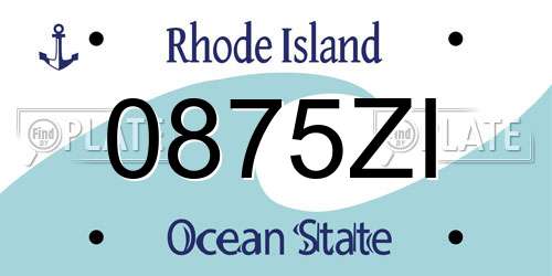 0875ZI Rhode Island License Plate
