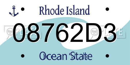 08762D3 Rhode Island License Plate