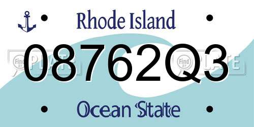 08762Q3 Rhode Island License Plate