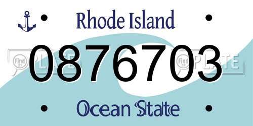 0876703 Rhode Island License Plate
