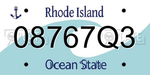 08767Q3 Rhode Island License Plate