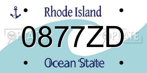 0877ZD Rhode Island License Plate