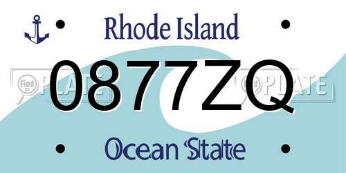 0877ZQ Rhode Island License Plate