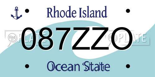 087ZZO Rhode Island License Plate