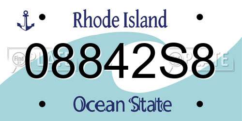 08842S8 Rhode Island License Plate
