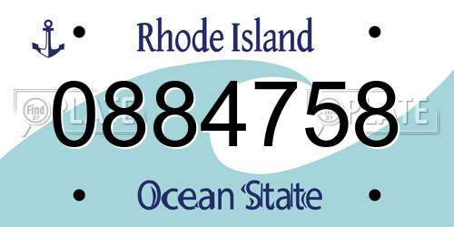 0884758 Rhode Island License Plate