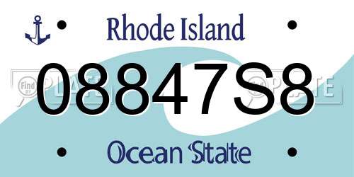 08847S8 Rhode Island License Plate
