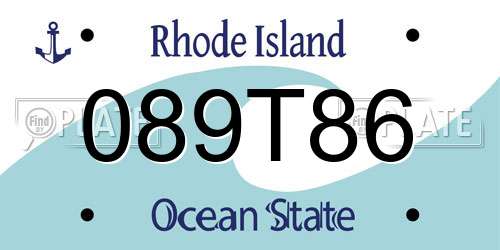 089T86 Rhode Island License Plate