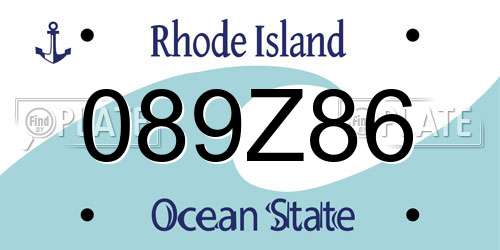 089Z86 Rhode Island License Plate