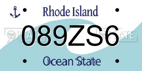 089ZS6 Rhode Island License Plate
