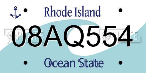 08AQ554 Rhode Island License Plate