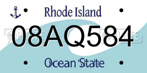 08AQ584 Rhode Island License Plate