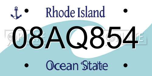 08AQ854 Rhode Island License Plate