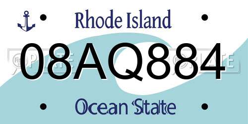 08AQ884 Rhode Island License Plate