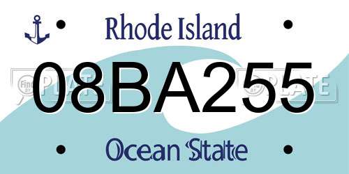 08BA255 Rhode Island License Plate