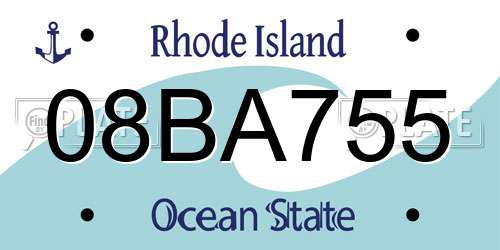 08BA755 Rhode Island License Plate