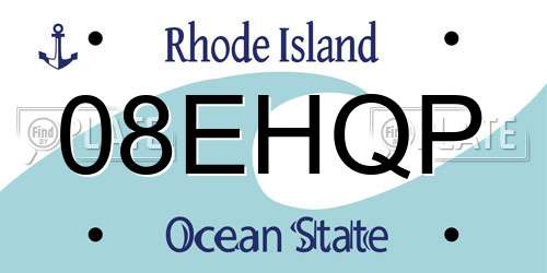 08EHQP Rhode Island License Plate