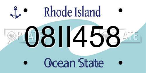 08II458 Rhode Island License Plate
