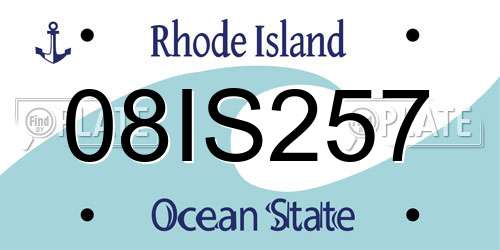 08IS257 Rhode Island License Plate