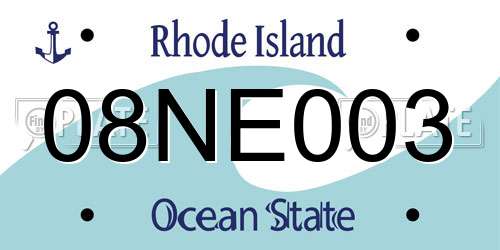 08NE003 Rhode Island License Plate