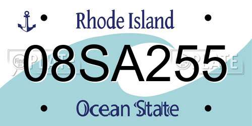 08SA255 Rhode Island License Plate