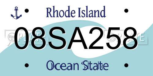 08SA258 Rhode Island License Plate