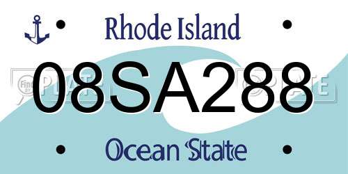 08SA288 Rhode Island License Plate