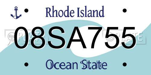 08SA755 Rhode Island License Plate