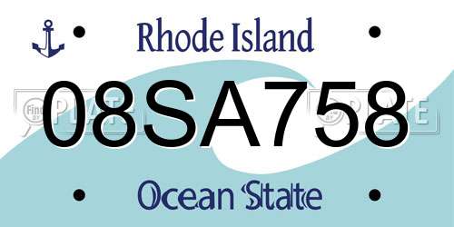 08SA758 Rhode Island License Plate
